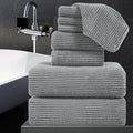 8-Piece Premium Towel Set for Bathroom|2 Oversized Large Bath Sheet,2 Hand Towels,4 Washcloths|Soft Cozy Highly Absorbent Fast Dry Microfiber Towel Set for Hotel,Bathroom Essentials,Dark Grey