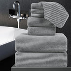 8-Piece Premium Towel Set for Bathroom|2 Oversized Large Bath Sheet,2 Hand Towels,4 Washcloths|Soft Cozy Highly Absorbent Fast Dry Microfiber Towel Set for Hotel,Bathroom Essentials,Dark Grey
