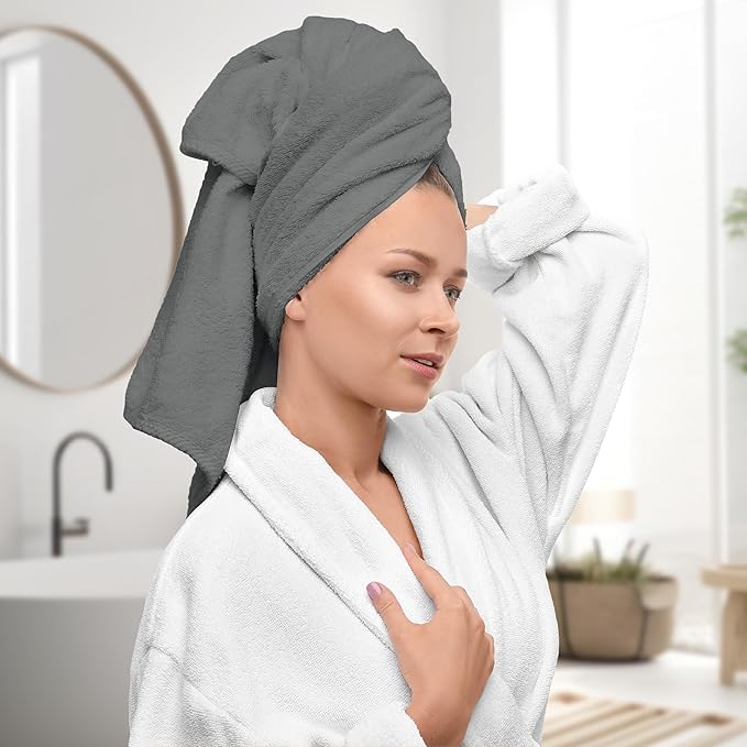 Avalon Towels Luxury 8 Piece Towels Set, 2 Bath Towels, 2 Hand Towels and 4 Washcloths, 600 GSM 100% Ring Spun Cotton Highly Absorbent Bathroom Towel Set, Ideal for Hotel, Spa and Gym (Grey)