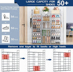 Mavivegue 9 Tiers Tall Shoe Organizer - Vertical Shoe Shelf for 50-55 Pairs, Stackable Racks for Entryway, Closet, Garage - Grey