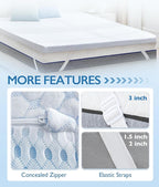 SINWEEK 2 Inch Twin XL Cooling Memory Foam Mattress Topper for Pressure Relief, Thick Bed Mattress Pad with Cooling Soft Cover and Adjustable Straps, CertiPUR-US Certified
