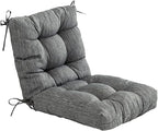 QILLOWAY Outdoor Chair Cushion for Patio Furniture, Waterproof Patio Cushions with Ties, Fade Resistant Replacement Pads for Outdoor Rocking Chairs,Charcoal Grey,Black