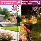 VOOKRY Solar Lights Outdoor Waterproof, Butterfly Retro Metal Solar Watering Can Lights, Gifts for Women Mom Grandma Mother's Day, Hanging Lantern Decorative Garden Decor for Outside Yard Lawn Patio