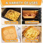 Air Fryer Liners Disposable, 125PCS 8 Inch Greaseproof Air Fryer Liners, Square Unbleached Parchment paper, Non-stick Airfryer Liners for 5-8QT Air fryer, Baking, Roasting Microwave
