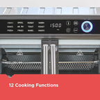 BLACK+DECKER Crisp 'N Bake Air Fryer Toaster Oven Combo, 12 in 1 Countertop Convection Oven Cooks Food Fast, Fits a Whole Pizza or 6 Toast Slices, French Doors with Stainless Steel Finish
