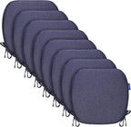 SleepMan Outdoor 17"x16" Chair Cushions with Ties Set of 8, Water Resistant All Weather U-Shape Seat Pads for Patio Garden Furniture Indoor Fade Resistant Patio Cushions (Blue Grey)
