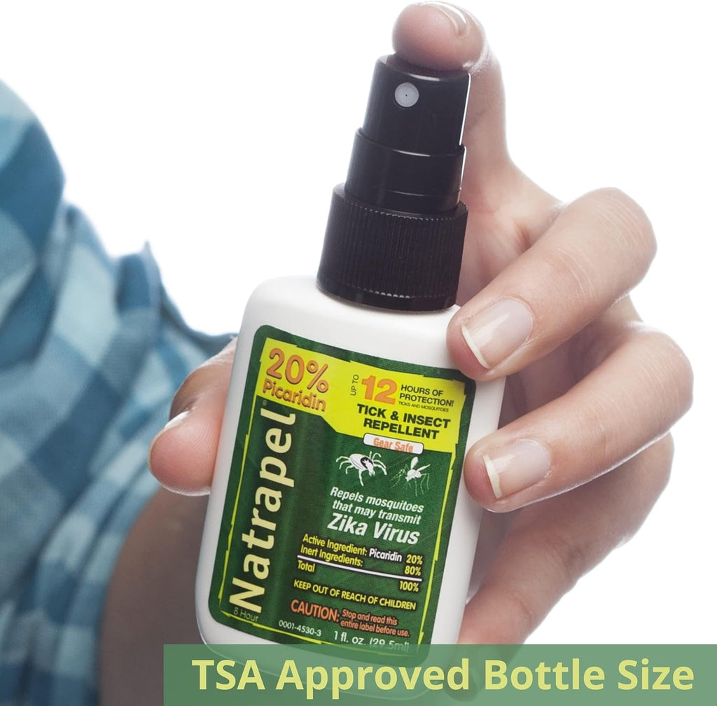 Natrapel Tick & Insect Repellent - Bug Spray with 20% Picaridin - Family Protection Against Mosquitoes, Ticks & More - Up to 12 Hours of Protection - 1 oz (4 Pack)