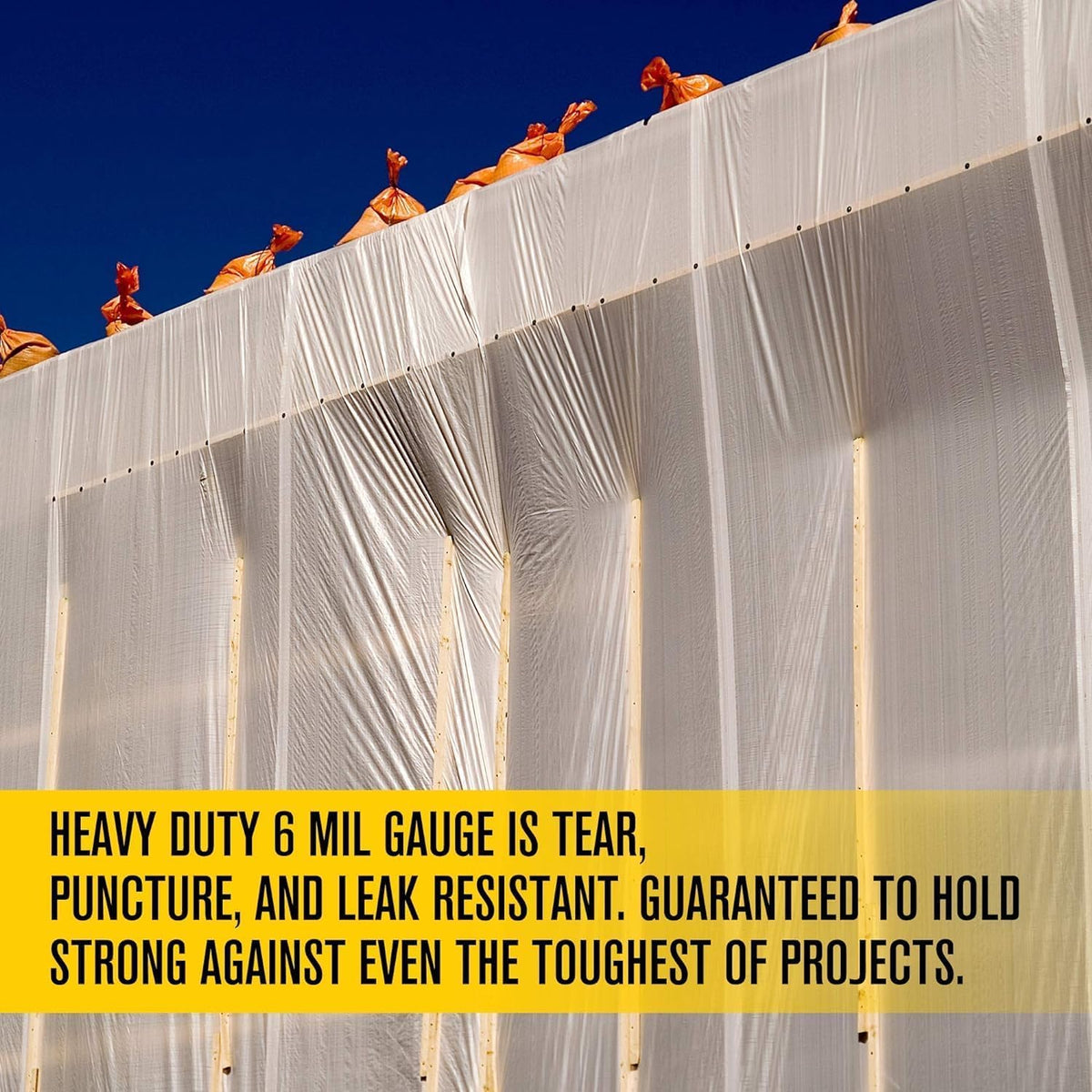 Aluf Plastics 6 MIL Thick Extra Strong Heavy Duty Fire Retardant Clear All Purpose Vapor and Moisture Barrier Sheet Tarp/Drop Cloth - 20' x 100' for Painting & Furniture (1 Pallet of 25 Pack)