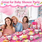452 Pcs Girl Birthday Decorations for 50 Guests Pink Hero Paper Plates Napkins Cups Tablecloth Cutlery Straws for Pink Hero Girl Birthday Baby Shower Party Supplies