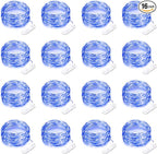 16 Pack Led Fairy Lights Battery Operated String Lights 10 Feet 30 LED Waterproof Twinkle Lights Mason Jar Lights Silver Wire Firefly Lights for Christmas Party Wedding Patio (Blue)