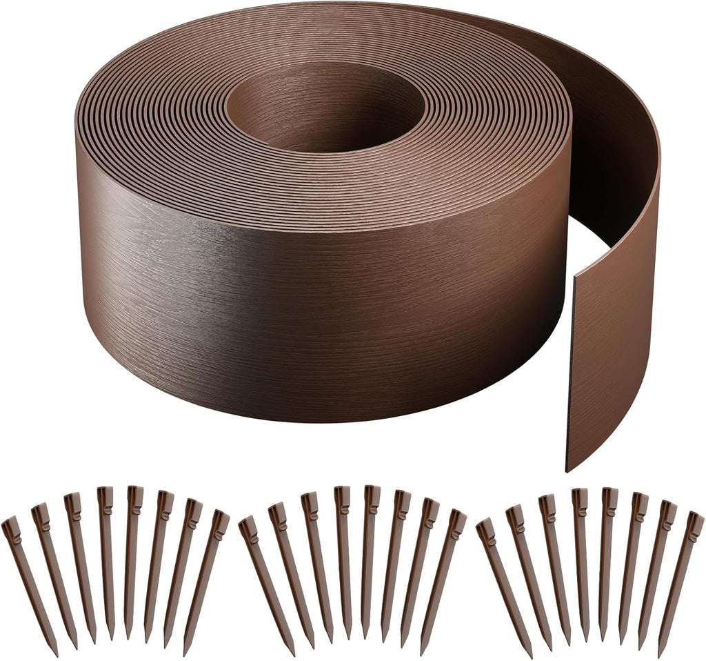 AGTEK 78FT Plastic Landscape Edging Coil Kit, 8 inch High Terrace Board Garden Edging Border with 24 Stakes