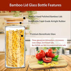 SLifeJars-32 oz Glass Jars with Bamboo Lids 8 pcs Glass Food Storage Containers with Airtight Bamboo Lids, Glass Canisters Stackable Kitchen Pantry bamboo lid for Coffee Beans, Rice, Sugar and More