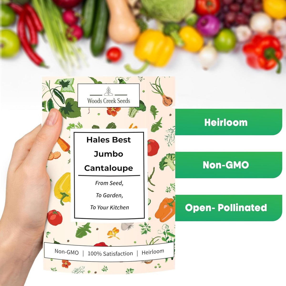 Woods Creek Seeds: Hales Best Jumbo Cantaloupe Melon Seeds for Planting - Over 130 Heirloom Non-GMO Cantaloupe Seed for Planting - Beginner Friendly Fruit Seeds for Home Gardening