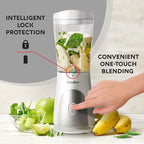 Mueller Smoothie Blender for Smoothies - Personal Blender for Shakes, Frozen Drinks, Baby Food & More, 15oz Travel Cup and Lid, Durable Stainless Steel Blades for Powerful Blending Performance, White