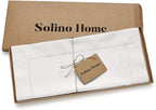 Solino Home White Table Runner 120 Inches Long - Cotton Linen Hemstitch 14 x 120 Inch Table Runner for Dining, Fall, Autumn, Halloween, Thanksgiving, Christmas, Holiday