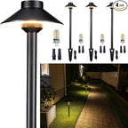 Low Voltage Landscape Lighting Brass - 12v LED Pathway Lights Waterproof, Hardwired Path Light Outdoor, Black for Exterior Patio Garden with 3W 2700K Warm White G4 Bulb (4 Pack)