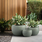 Kante 19.9",15.7",11.8" Dia Round Concrete Planter Set of 3, Outdoor/Indoor Large Bowl Plant Pots with Drainage Hole and Rubber Plug for Garden Patio Balcony Home, Mint Green