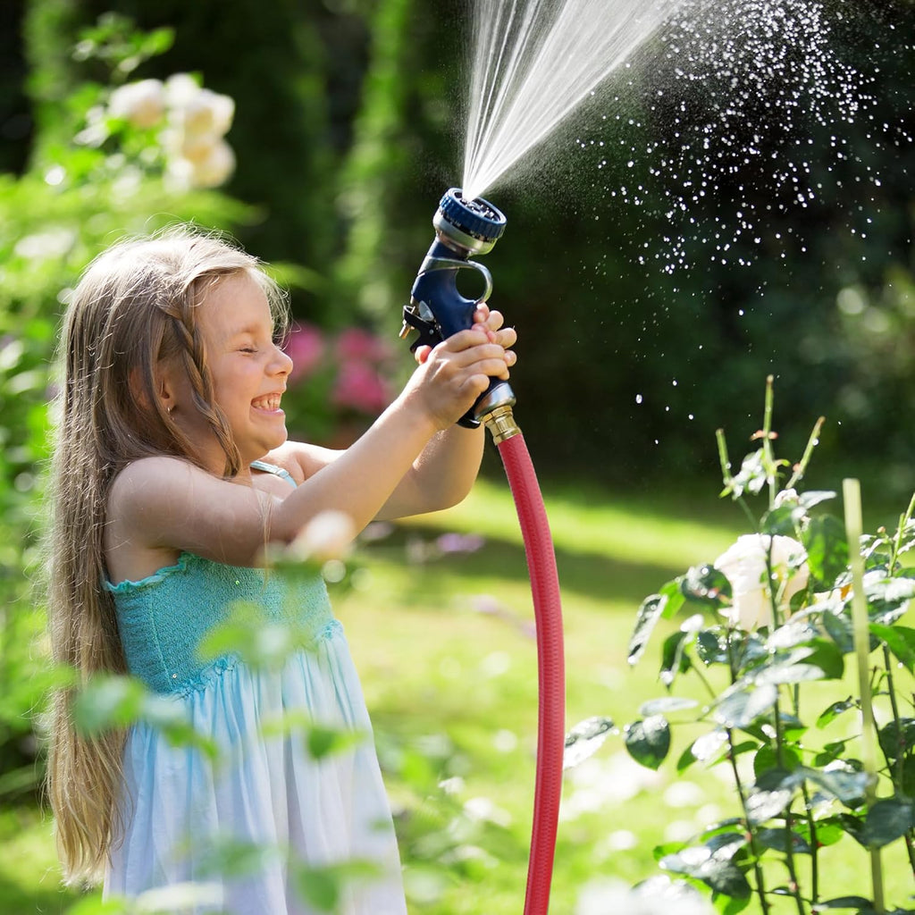Solution4Patio Long Red Garden Hose 5/8 in. x 100 ft. -Kink Free, No Leaking, Male/Female Fittings -Heavy Duty Durable Flexible Lightweight Water Pipe -Brass Aluminum Ends for Household & Yard Use