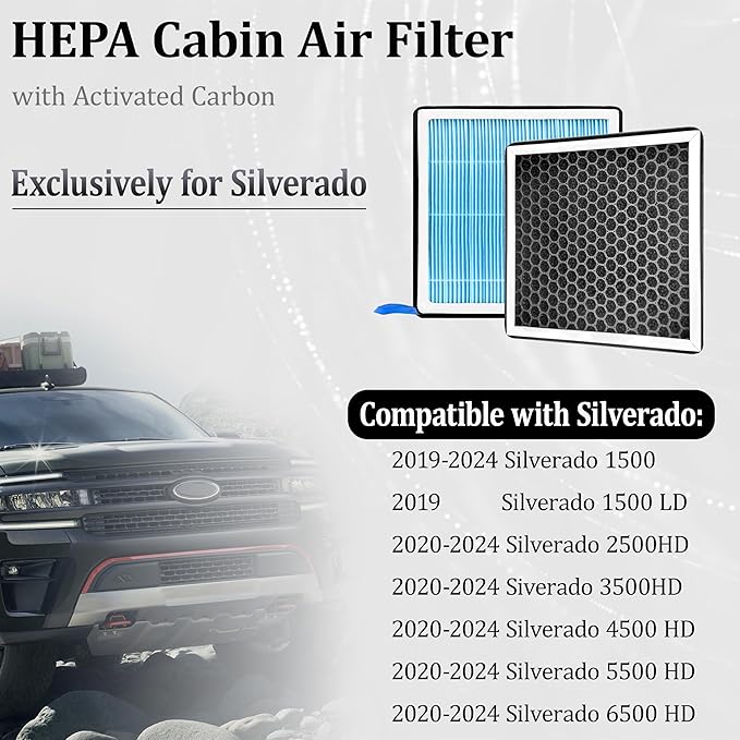 silverado Dedicated CF11966 Cabin Air Filter With Activated Carbon For 2019 2020 2021 2022 2023 2024 silverado 1500 2500 3500