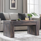OKD 48" Modern Farmhouse Coffee Table, Wooden Living Room Table with Hidden Storage Drawer, Rustic Rectangular Center Tables w/Wood Thick Design for Living Room, Office, Dark Rustic Oak