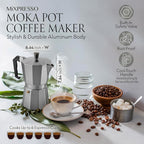 Mixpresso 6 Cup Moka Pot Cuban Coffee Maker, Moka Pot for Gas, Electric Stove Top, Classic Italian Coffee Maker, Stovetop Espresso Maker, Camping Pot Makes 6 Espresso Cup 10 Oz