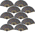 QIRMIZI 10 Pack Fabric Folding Handheld Fans, Perfect for Weddings, Parties, and Dancing,Multicolour