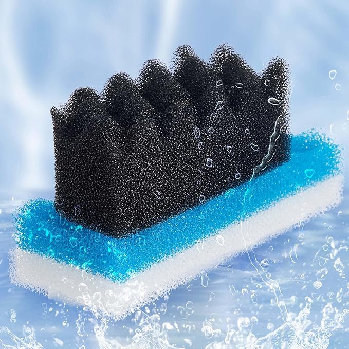 18 Pcs Aquarium Filters Bio Sponge Sets Compatible with Fluval 206/207 Aquarium Filters Including Blue White Black Biological Sponge Foam for Replacement Filter Media Kit