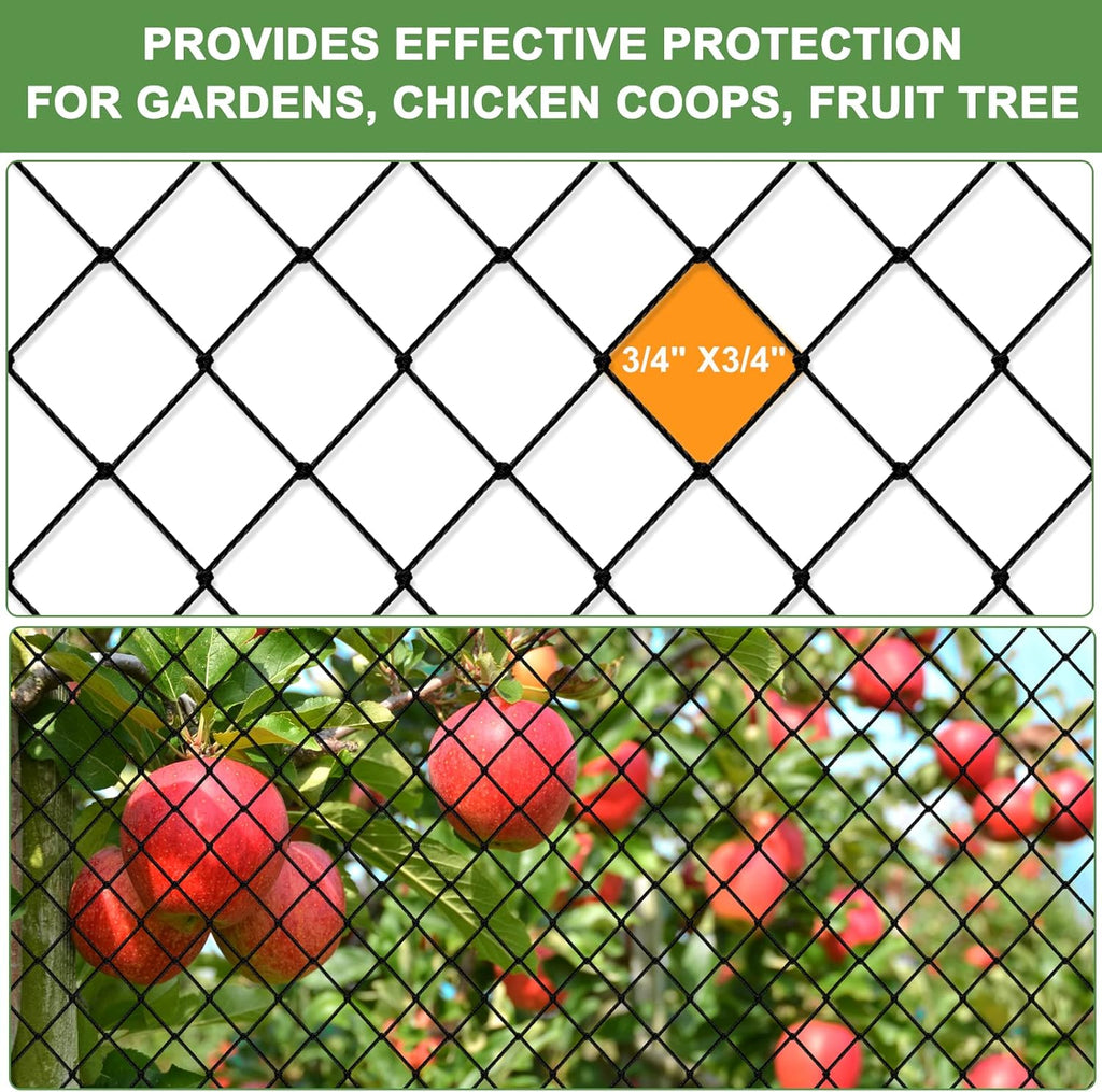 Heavy Duty Garden Netting - 100'x100' Poultry Netting for Chicken Coop, 3/4 Inch Mesh, Protects Fruits, Vegetables Against Squirrels, Deer