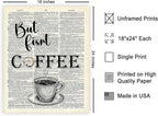 Poster Master Dictionary Art Poster - But First Coffee Print - Cafe Art - Gift for Men, Women, Coffee Lovers & Barista - Funny Decor for Kitchen, Restaurant or Dining Room, 18x24 Unframed Wall Art