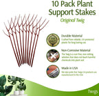 Plant Support Stakes, Stem Holder Structures for Indoor & Outdoor Use, Garden Accessories for Climbing & Potted Plants, Trellis Alternative - Begonia Red, 10 Pack, 22" L, Original