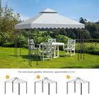 10x10 Double Tiered Gazebo Replacement Canopy, Upgraded 300D Polyester Heavy Duty Canopy Cover Top with Air Vent, Waterproof Gazebo Cover Roof for Outdoor Patio Garden(Grey, Wavy Edge)