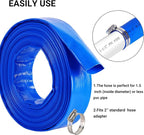 2" x 50 FT Pool Backwash Hose Blue Heavy Duty Reinforced PVC Lay Flat Water Discharge Hose for Swimming Pool Filter Pump,with 2 Clamp
