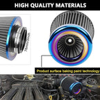 Cold Air Intake Filter, High Performance, Washable Filter, Clamp-On Replacement Air Filter, Flange Diameter 3inch/76mm Gray