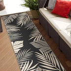 GENIMO Outdoor Rug 2.5' x 8' Waterproof for Patios Clearance, Reversible Outdoor Plastic Straw Camping Rug Carpet, Large Area Rugs Mats for RV, Camper, Deck, Balcony, Porch, Beach, Black&Beige