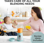 Mueller Smoothie Blender for Smoothies - Personal Blender for Shakes, Frozen Drinks, Baby Food & More, 15oz Travel Cup and Lid, Durable Stainless Steel Blades for Powerful Blending Performance