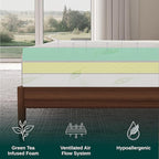 NapQueen Queen Size, 6 Inch Anula Green Tea Infused Memory Foam Mattress, Bed in a Box, CertiPUR-US Certified Mattress
