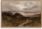 InSimSea Framed Canvas Wall Art Vintage Decor, Seaside Path Wilderness Landscape Paintings Artwork, Large Prints, Retro Wall Decorations for Living Room Bedroom Bathroom, 16"x24"