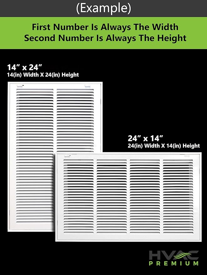 HVAC Premium 12 x 8 Duct Opening Steel Return Air Filter Grille, for 1-inch Filter, Removable Door, Flat Stamped HVAC Vent Cover Grille, Outer Dimensions 14.5 x 10.5