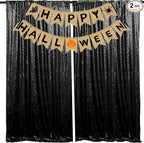 JYFLZQ Black Sequin Backdrop Curtains 2ft x 8ft 2 Panels Halloween Backdrop Glitter Photo Booth Backdrops Sparkly Photography Background Drapes for Graduation Birthday Parties