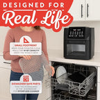 Gourmia Air Fryer Toaster Oven Combo - All-in-One 14-Quart Digital Air Fryer Toaster Oven with Rotisserie & Dehydrator – 12 Presets, Guided Cooking Prompts, 1750W, Dishwasher-Safe Accessories