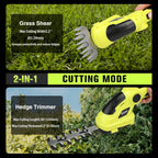 KITLUCK 8V Cordless 2-in-1 Grass Shear & Hedge Trimmer,Handheld Electric Grass Trimmer Hedge Shears/Grass Cutter Rechargeable,2000mAh Battery for Yard, Garden, Lawn Care