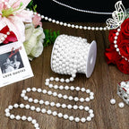 16 Feet 10mm Pearl Strings Garland for Crafts, Artificial Pearl Beaded Trim Chain Roll Strands for Wedding Centerpieces Bouquet Party Decoration Christmas Tree Garland, White