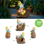 Solar Garden Outdoor Statue Snail Gnome with Succulent and LED Light - Patio,Lawn,Garden,Tortoise Statue for Patio,Unique Housewarming Gifts