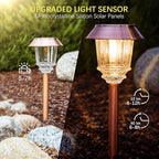 XMCOSY+ Solar Lights Outdoor Waterproof, 4 Pack Solar Lights for Outside, 10-40 LM Dimmable LED Glass Outdoor Solar Lights for Yard Pathway Garden Lawn Driveway Walkway (Warm White)