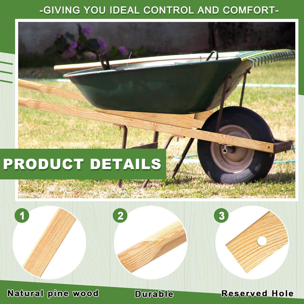 Gisafai 1 Pair Wood Wheelbarrow Handles 60'' Heavy Duty Hardwood Wheelbarrow Replacement Handles Kit with Tough Seal Coat and Pre Drilled Holes