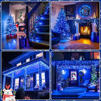 JMEXSUSS Blue 400 LED Christmas Lights Outdoor, 132ft Christmas Tree Lights with Remote, Indoor Blue String Lights Plug in for House Christmas Bush Decorations