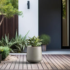 Kante 11.6" Dia Round Concrete Planter, Outdoor Indoor Large Plant Pots Containers with Drainage Hole and Rubber Plug for Home Garden Patio, Buff Concrete