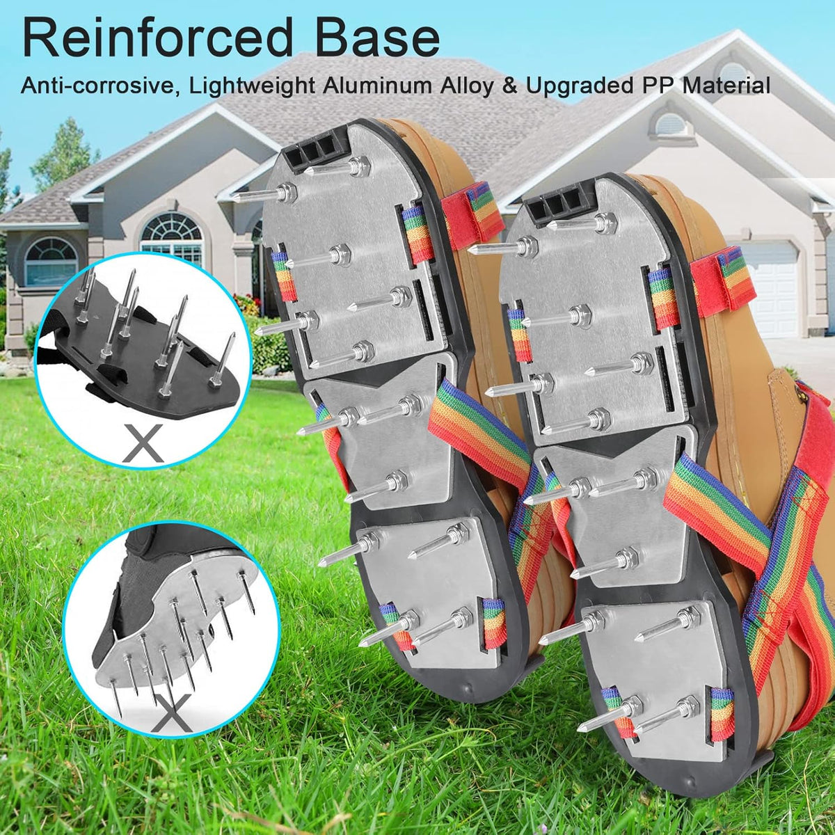 Lawn Aerator Shoes for Grass - Pre-Assembled Grass Aerator Shoes for Lawn - Soil Yard Aerator Tool for Aerating Patio Garden, Colorful
