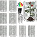 8 Pack 24'' x 12'' Large Wire Plant Protector from Animals, Metal Plant Wire Cage Chicken Wire Cloche with Ground Stakes , Labels and Nylon Tie to Keep Animals Out, Garden Protection Bunny Barricade