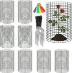 8 Pack 24'' x 12'' Large Wire Plant Protector from Animals, Metal Plant Wire Cage Chicken Wire Cloche with Ground Stakes , Labels and Nylon Tie to Keep Animals Out, Garden Protection Bunny Barricade